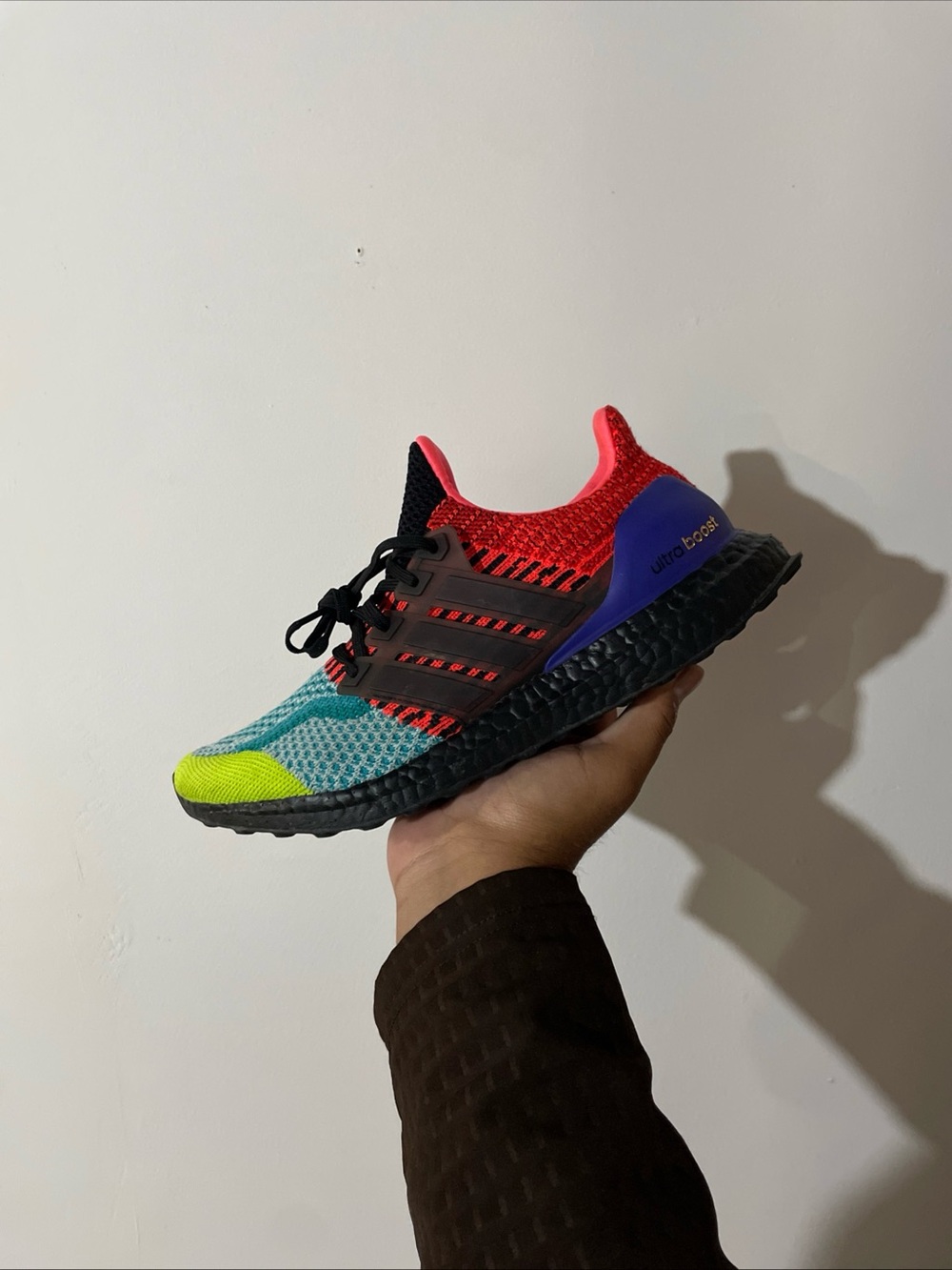 Adidas Ultra Boost Multicolor Knit Running Shoe — Red, Blue, Green, Yellow
